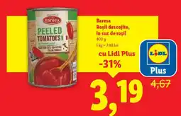 Lidl cu Lidl Plus Roşii descojite, în suc de rosii Ofertă