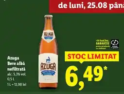 Lidl AZUGA Bere albă nefiltratǎ Ofertă