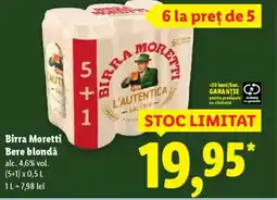 Lidl Birra Moretti Bere blondǎ Ofertă