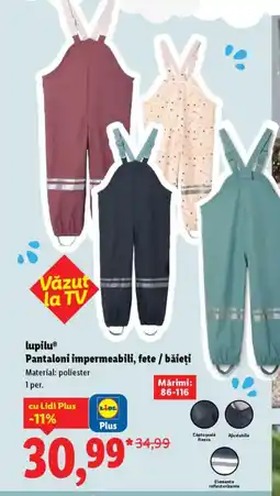 Lidl LupiluⓇ Pantaloni impermeabili, fete / băieţi Ofertă