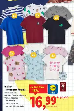 Lidl LupiluⓇ Tricouri fete / băieți Ofertă