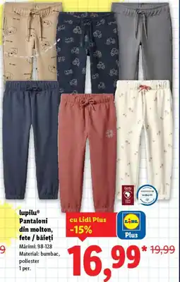 Lidl Lupilu® Pantaloni din molton, fete / băieți Ofertă