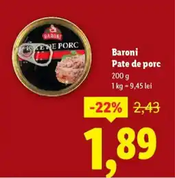 Lidl Baroni Pate de porc Ofertă