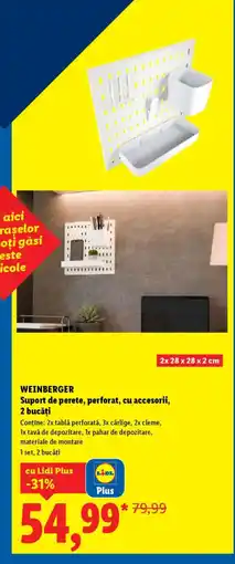 Lidl WEINBERGER Suport de perete, perforat, cu accesorii Ofertă