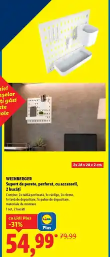 Lidl WEINBERGER Suport de perete, perforat, cu accesorii Ofertă