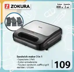 Selgros ZOKURA Sandwich maker 3 în 1 Ofertă