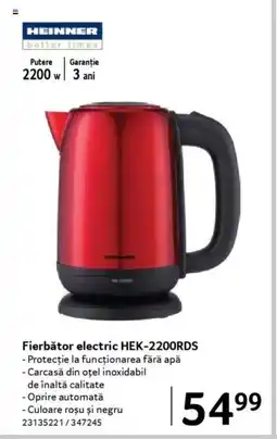 Selgros HEINNER Fierbător electric HEK-2200RDS Ofertă