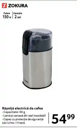 Selgros ZOKURA Râşniţă electrică de cafea Ofertă