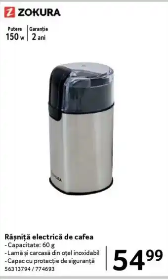 Selgros ZOKURA Râşniţă electrică de cafea Ofertă
