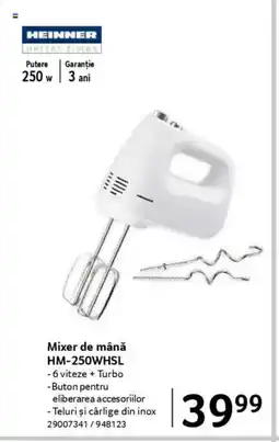 Selgros HEINNER Mixer de mână HM-250WHSL Ofertă