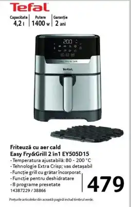 Selgros TEFAL Friteuză cu aer cald Easy Fry&Grill 2 în 1 EY505D15 Ofertă