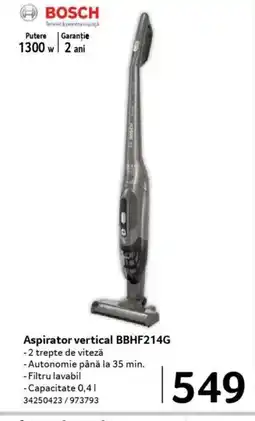 Selgros BOSCH Aspirator vertical BBHF214G Ofertă