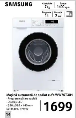 Selgros SAMSUNG Maşină automată de spălat rufe WW70T304 Ofertă