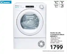 Selgros Uscător de rufe cu pompă de căldură H9A2DE-S Ofertă