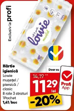 PROFI Hârtie igienică Lowie museţel / piersică / clasic Ofertă