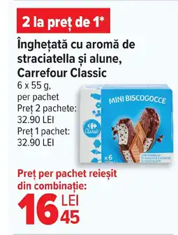 Carrefour îngheţată cu aromă de straciatella şi alune, Carrefour Classic Ofertă