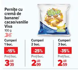 Carrefour Perniţe cu cremă de banane/ cacao/vanilie Viva Ofertă