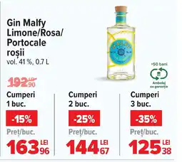 Carrefour Gin Malfy Limone/Rosa/ Portocale roşii Ofertă