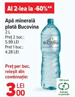 Carrefour Apă minerală plată Bucovina Ofertă