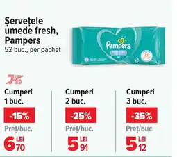 Carrefour Şerveţele umede fresh, Pampers Ofertă