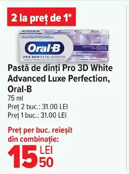 Carrefour Pastă de dinți Pro 3D White Advanced Luxe Perfection, Oral-B Ofertă