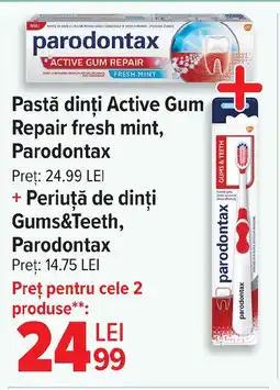 Carrefour Pastă dinți Active Gum Repair fresh mint, Parodontax Ofertă