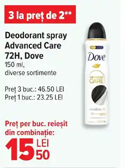 Carrefour Deodorant spray Advanced Care 72H, Dove Ofertă