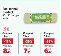 Carrefour Saci menaj, Biodeck Ofertă