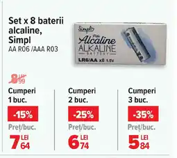 Carrefour Set x 8 baterii alcaline, Simpl Ofertă