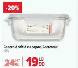 Carrefour Caserolă sticlă cu capac, Carrefour Ofertă
