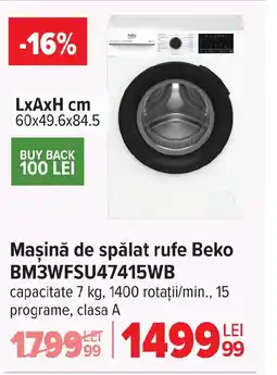 Carrefour Maşină de spălat rufe Beko BM3WFSU47415WB Ofertă