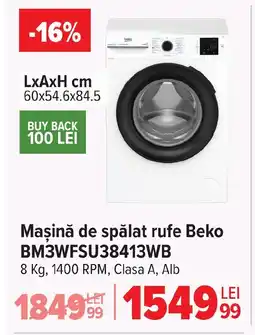 Carrefour Maşină de spălat rufe Beko BM3WFSU38413WB Ofertă