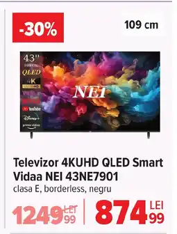 Carrefour Televizor 4KUHD QLED Smart Vidaa NEI 43NE7901 Ofertă