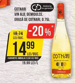 Mega Image COTNARI Vin alb, demidulce, grasă de cotnari Ofertă