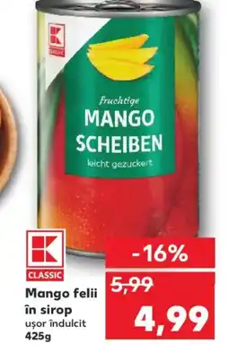 Kaufland Mango felii în sirop ușor îndulcit Ofertă