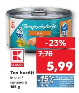 Kaufland Ton bucăți în ulei / saramură Ofertă