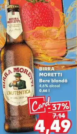 Kaufland BIRRA MORETTI Bere blondǎ Ofertă