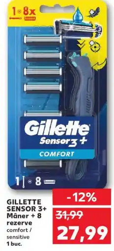 Kaufland GILLETTE SENSOR 3+ Mâner + 8 rezerve Ofertă