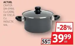 Auchan Actuel cratiță din email cu capac de sticlă cu inducție Ofertă