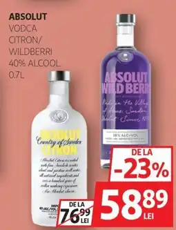 Auchan Absolut vodca citron/ wildberri Ofertă