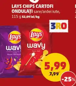 Penny Lays chips cartofi ondulați sare/ardei iute Ofertă