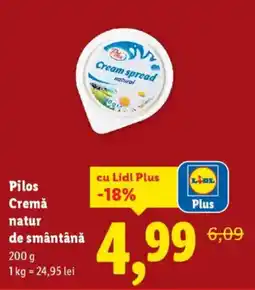 Lidl Pilos Cremă natur de smântână Ofertă