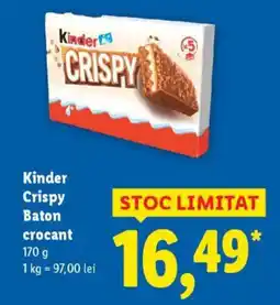 Lidl Kinder Crispy Baton crocant Ofertă