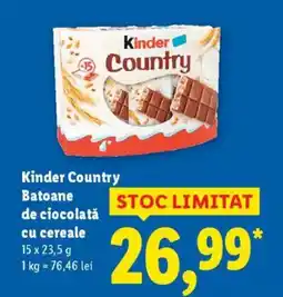 Lidl Kinder Country Batoane de ciocolată cu cereale Ofertă
