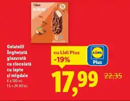 Lidl Gelatelli Îngheţată glazurată cu ciocolată cu lapte şi migdale Ofertă
