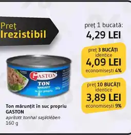 Supeco Ton mărunţit în suc propriu GASTON Ofertă