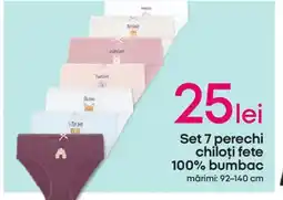 Pepco Set 7 perechi chiloţi fete 100% bumbac Ofertă