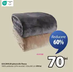 JYSK GULSKOLM pătură din fleece Ofertă