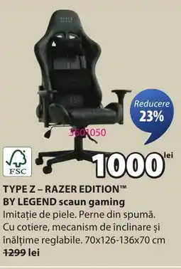 JYSK TYPE Z - RAZER EDITION BY LEGEND scaun gaming Ofertă