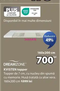 JYSK DREAMZONE® KVISTEN topper Ofertă